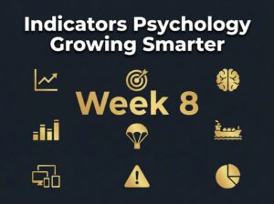  Alt text: nine icons representing week 8 crypto education topics including charts FOMO volume airdrops Iran Bitcoin position management and rebalancing.