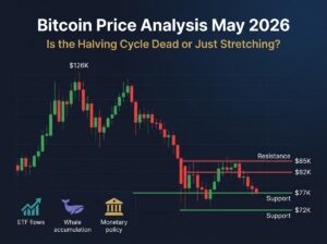 Bitcoin price analysis May 2026 weekly chart showing key support and resistance levels